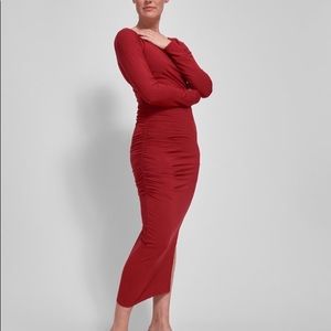 Universal Standard Red Dahlia Ruched dress!